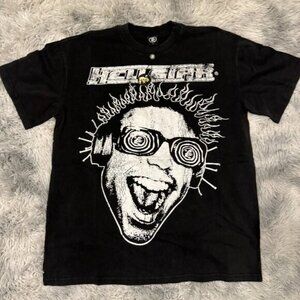 Hellstar Crazy Face Rage Black Tee Mens Medium or Large